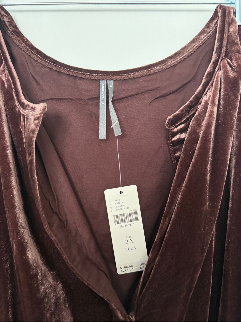 Anthropologie Chocolate Brown Velvet Somerset Maxi Dress NWT - Picture 6 of 9